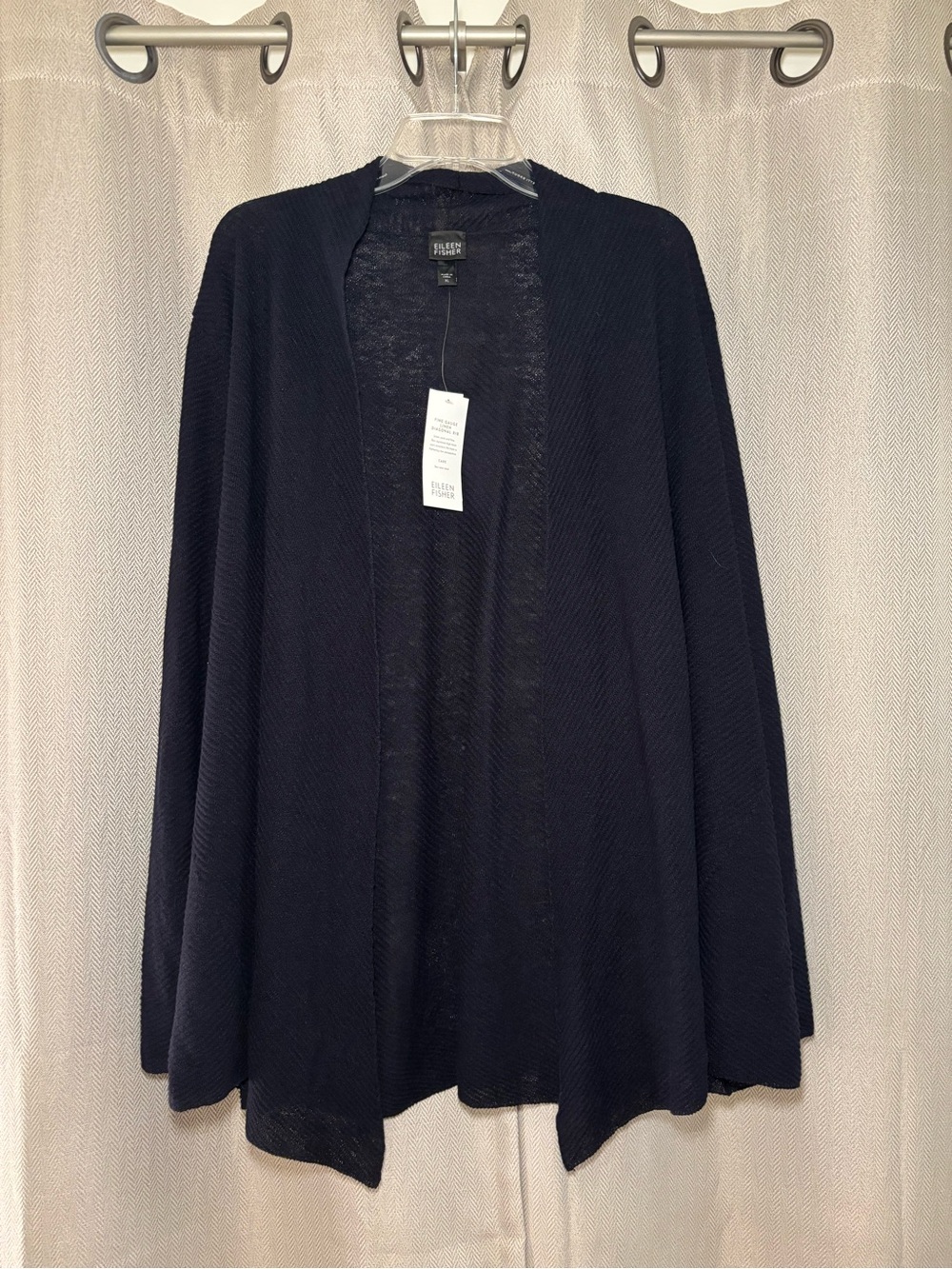 EILEEN FISHER Fine Gauge Linen Silk Shaped Open Front Cardigan